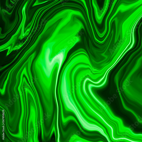 Abstract painting. Marble effect painting. Green background.