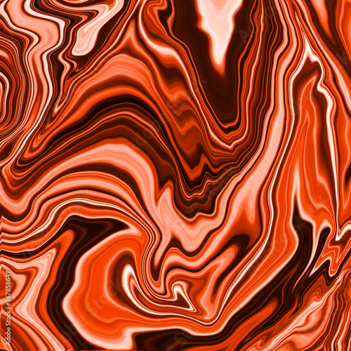 Abstract painting. Marble effect painting. Orange background.