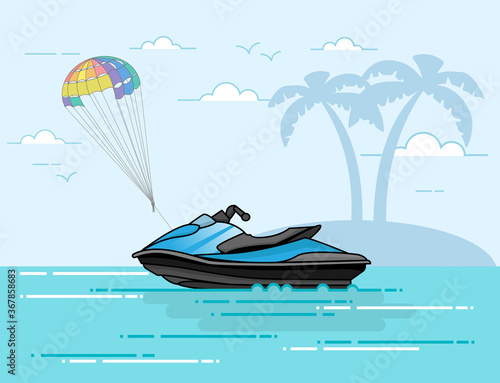 Jet ski flat design icon