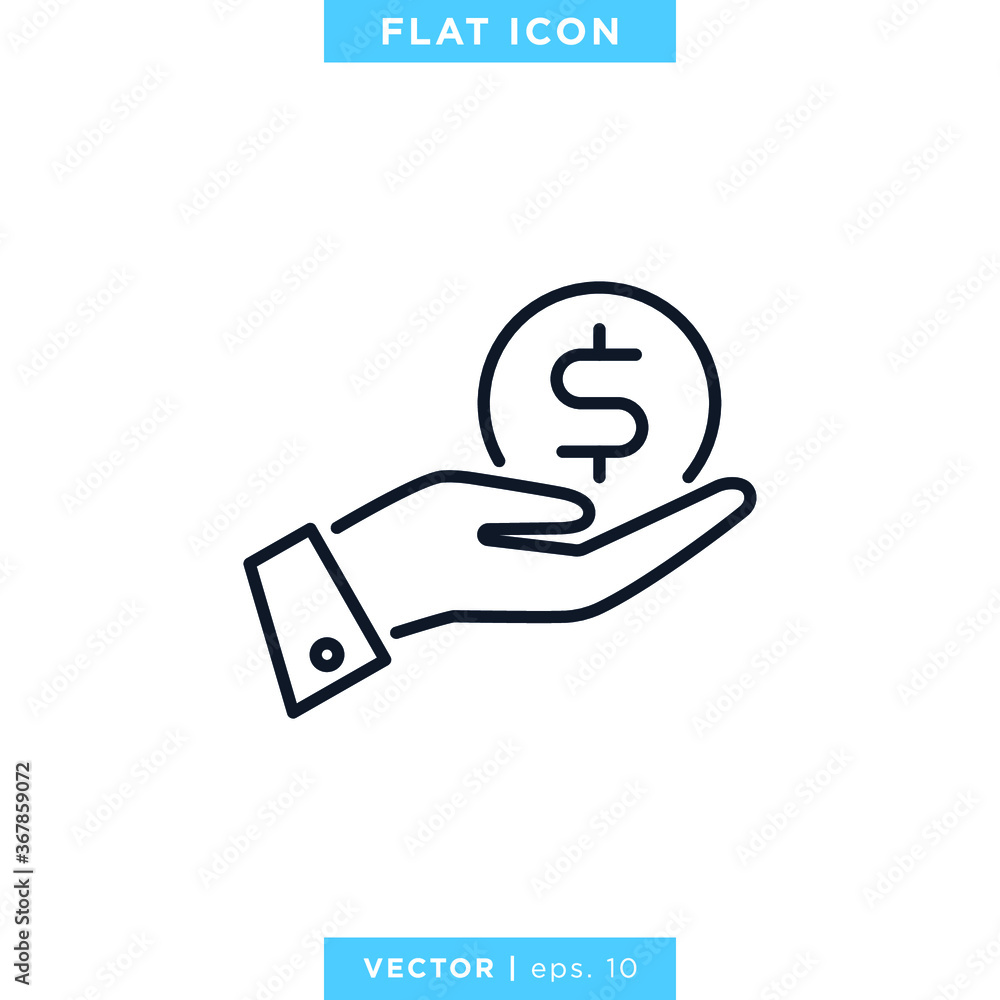 Money In Hand Icon Vector Design Template. Money In Hand Icon Vector Design Template.