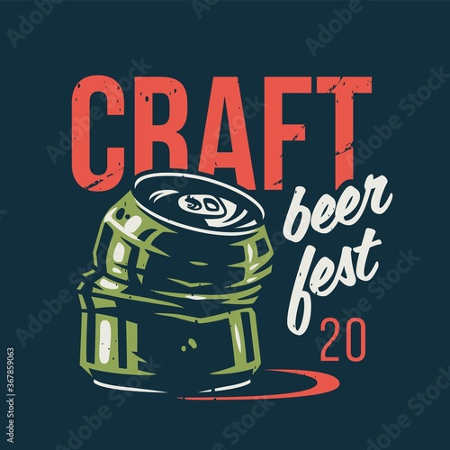T-shirt print with beer crumpled can for pub