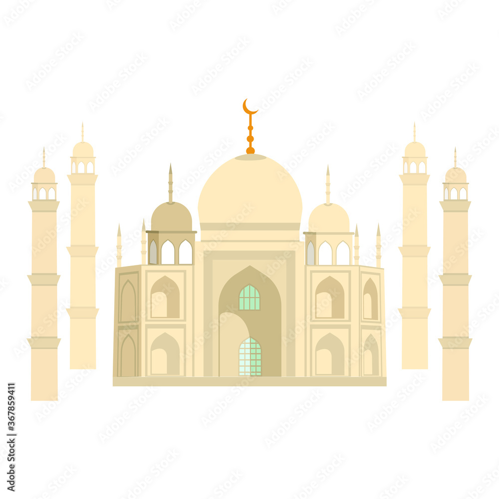 Mosque. Isolated vector image on a white background. Clipart. Muslim temple.