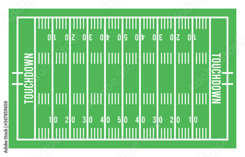 American football field vector with chalk drawn lines.