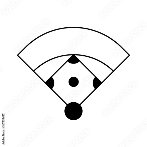 Baseball field linear icon. Softball game field thin line illustration. Contour symbol. Vector isolated outline drawing