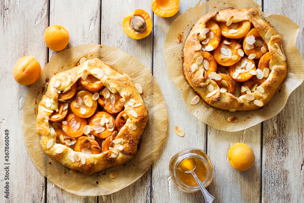 Homemade galettes with apricots and almond Homemade galettes with apricots and almond