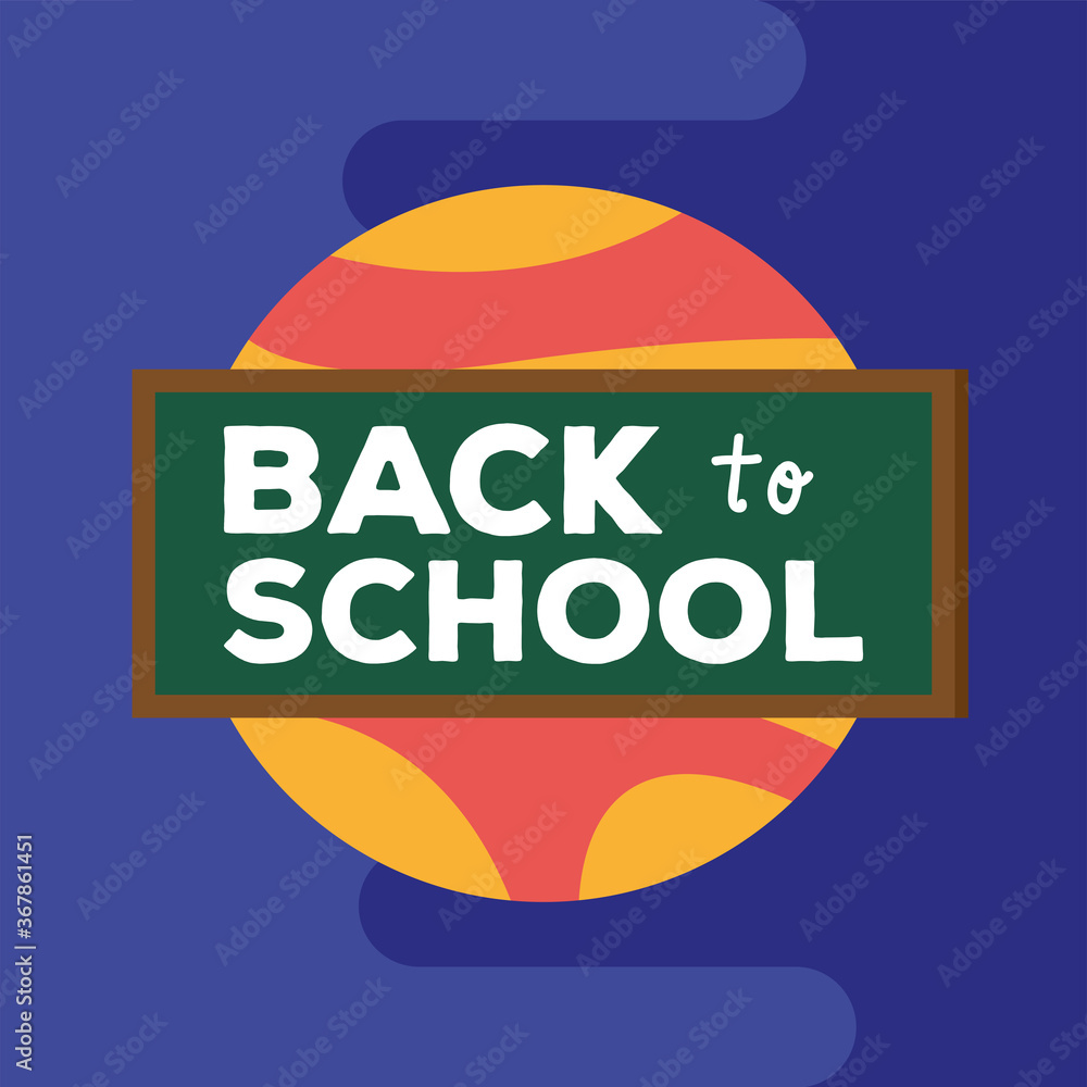 back to school lettering in chalkboard with planet