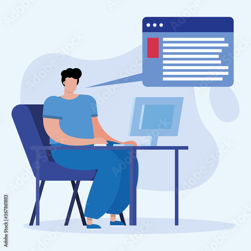 homeschool online education with young student boy