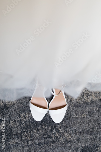 wedding dress and shoes