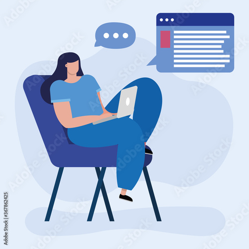 young student girl in homeschool online education