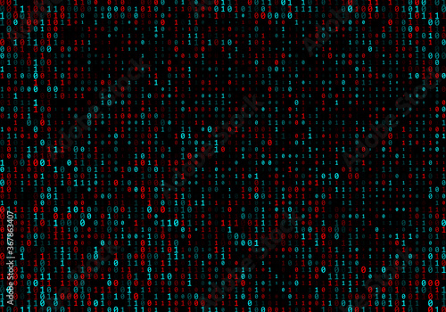 A stream of binary matrix code on the screen. numbers of the computer matrix.