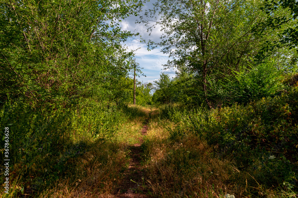 Ukraine, Krivoy Rog, the 16 of July 2020. Abandoned city park with beautiful clouds in the sky. Ukraine, Krivoy Rog, the 16 of July 2020. Abandoned city park with beautiful clouds in the sky.