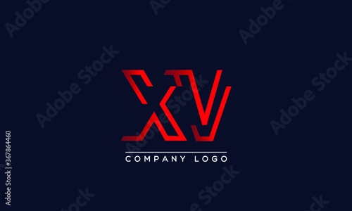 Abstract minimal unique letter icon logo XV 