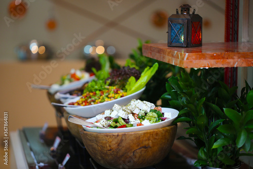 White cheese salad with olives in a buffet  © Sanoop.cp