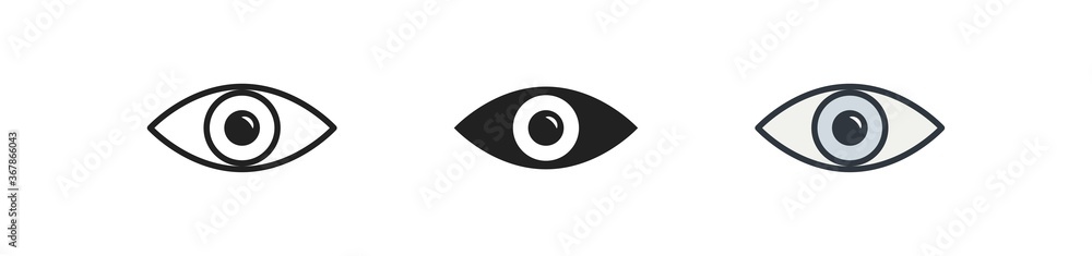 Eye, simple icon set. Look cincept illustration, see symbol in vector flat Eye, simple icon set. Look cincept illustration, see symbol in vector flat