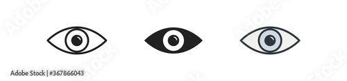 Eye, simple icon set. Look cincept illustration, see symbol in vector flat