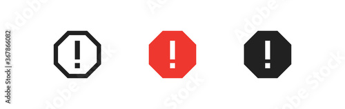 Caution, simple icon set. Danger concept illustration. Risk sign in vector flat
