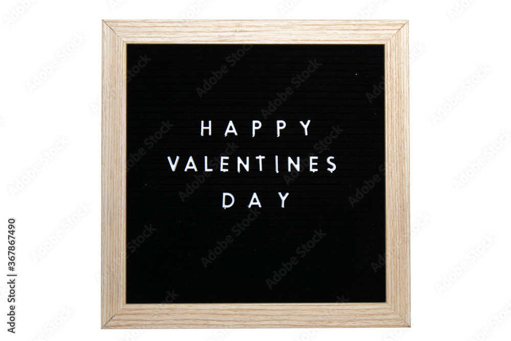 A Black Sign With a Birch Frame That Says Happy Valentines Day on a Pure White Background A Black Sign With a Birch Frame That Says Happy Valentines Day on a Pure White Background
