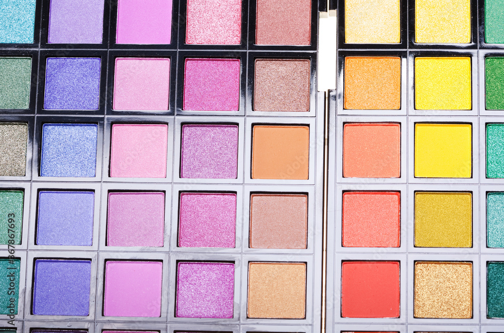 multicolored eye shadows close up multicolored eye shadows close up