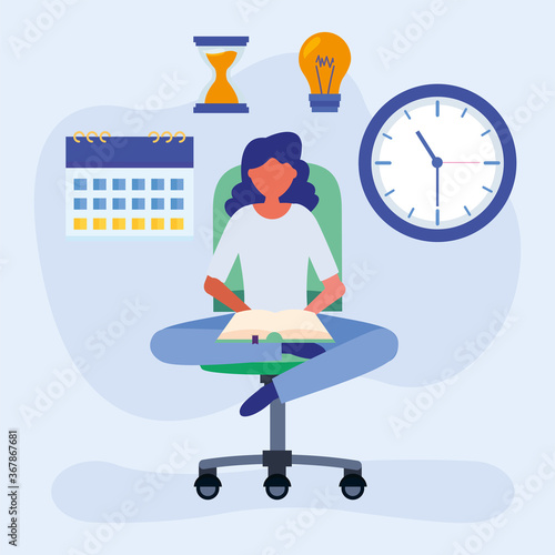 young student girl in homeschool online education