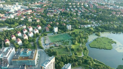 Aerial view of Solna Arenastaden & Friends Arena in Stockholm. photo
