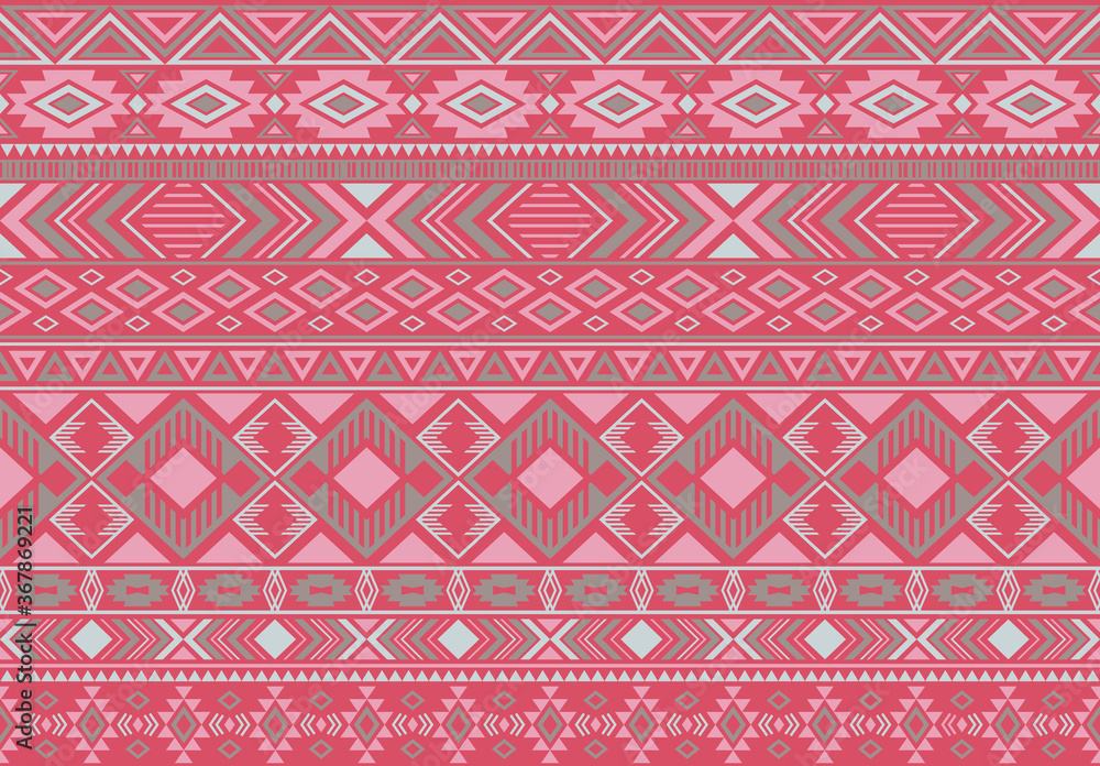 Indian pattern tribal ethnic motifs geometric seamless vector background. Modern ikat tribal motifs clothing fabric textile print traditional design with triangle and rhombus shapes.