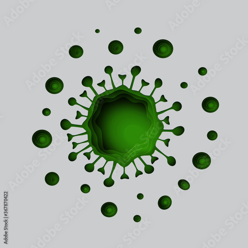 2019–nCoV Coronavirus Illustration. Coronavirus molekula in paper cut style