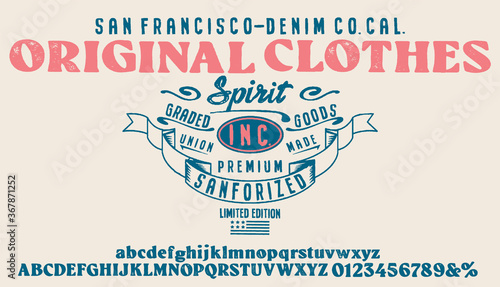 Craft retro vintage typeface design. Youth fashion type. Textured alphabet.