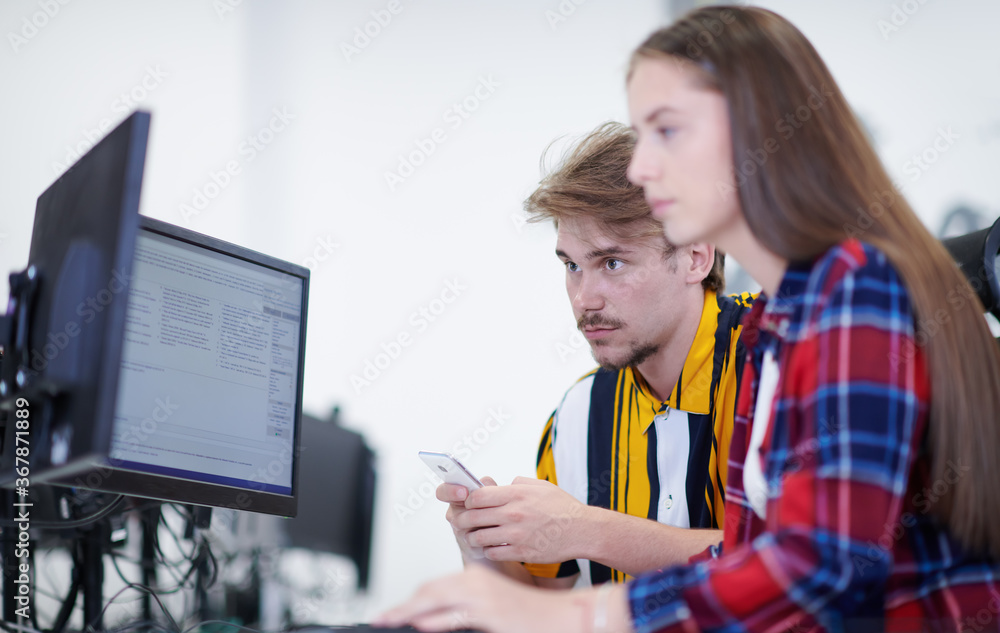 business couple working together on project business couple working together on project