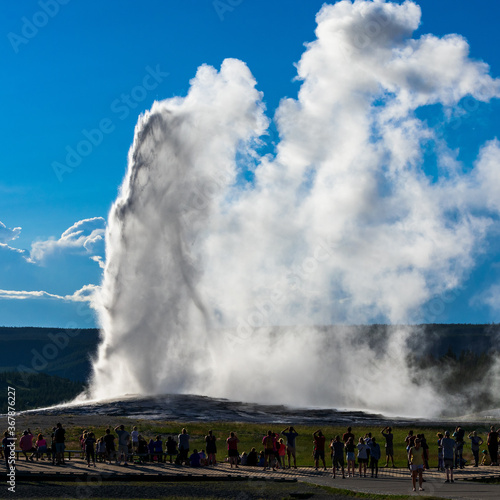Old Faithful Geyser Erupts in Yellowstone National Park