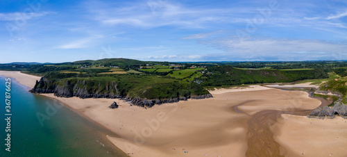 Aerial panorama of the Gower coastline