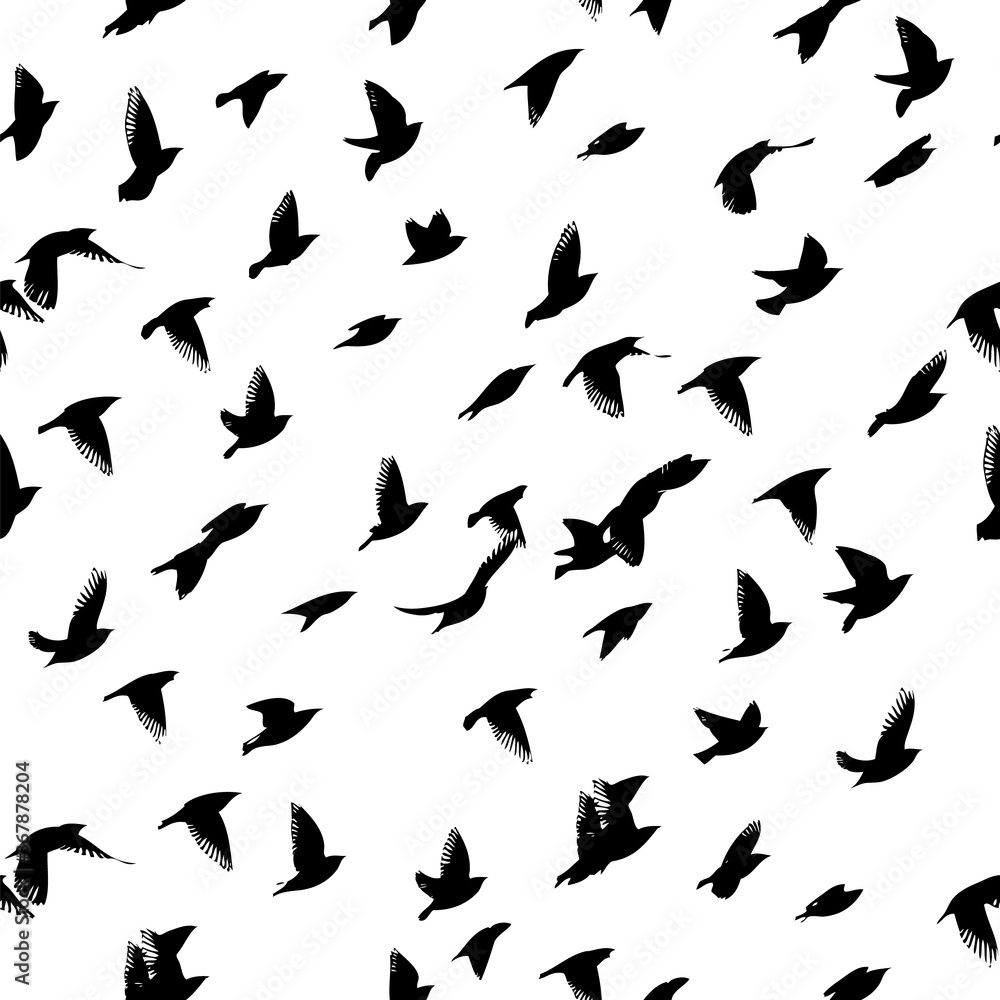 A flock of flying birds. Seamless background. Vector illustration A flock of flying birds. Seamless background. Vector illustration
