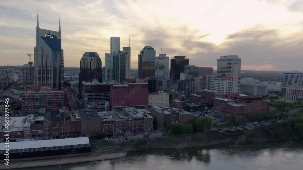 Nashville Downtown Aerial Day Flying Toward Skyline Nashville Downtown Aerial Day Flying Toward Skyline