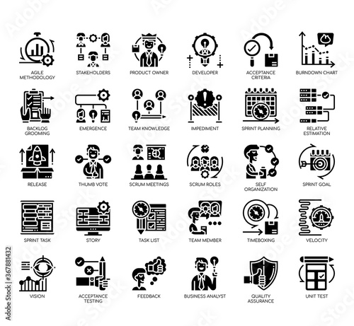 Set of agile methodology thin line and pixel perfect icons for any web and app project