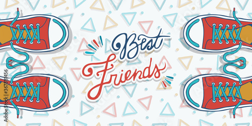Friendship day banner best friend sneaker shoes