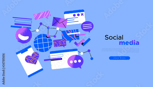 Social media web template internet cartoon icon