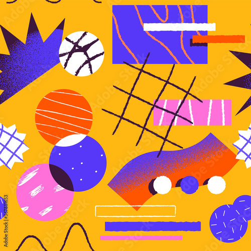 Abstract retro fun cartoon shape seamless pattern