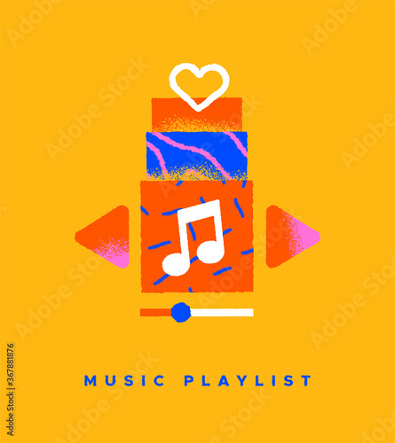 Music playlist song cartoon icon concept isolated