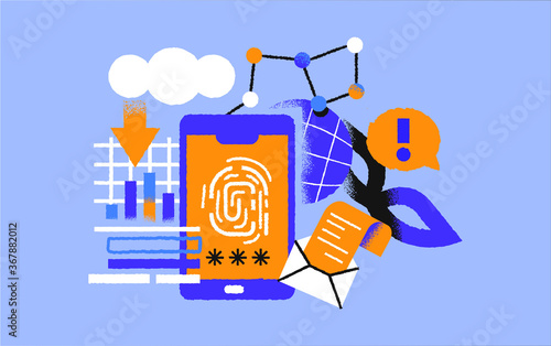 Online big data phone app icon concept isolated