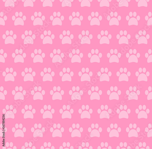 Pink Paw Seamless Pattern Design Background