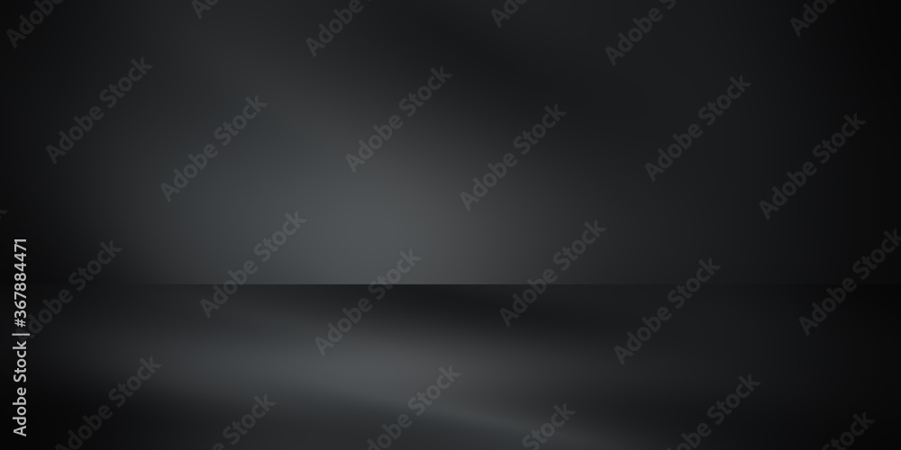 Dark black studio room with spotlight backdrop wallpaper, blank perspective for show or display your product montage or artwork. Dark black studio room with spotlight backdrop wallpaper, blank perspective for show or display your product montage or artwork.