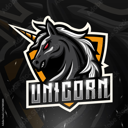 Unicorn mascot esport logo design