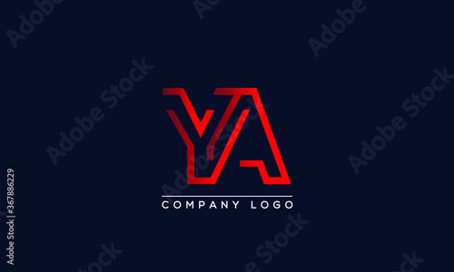 Abstract unique modern minimal alphabet letter icon logo YA