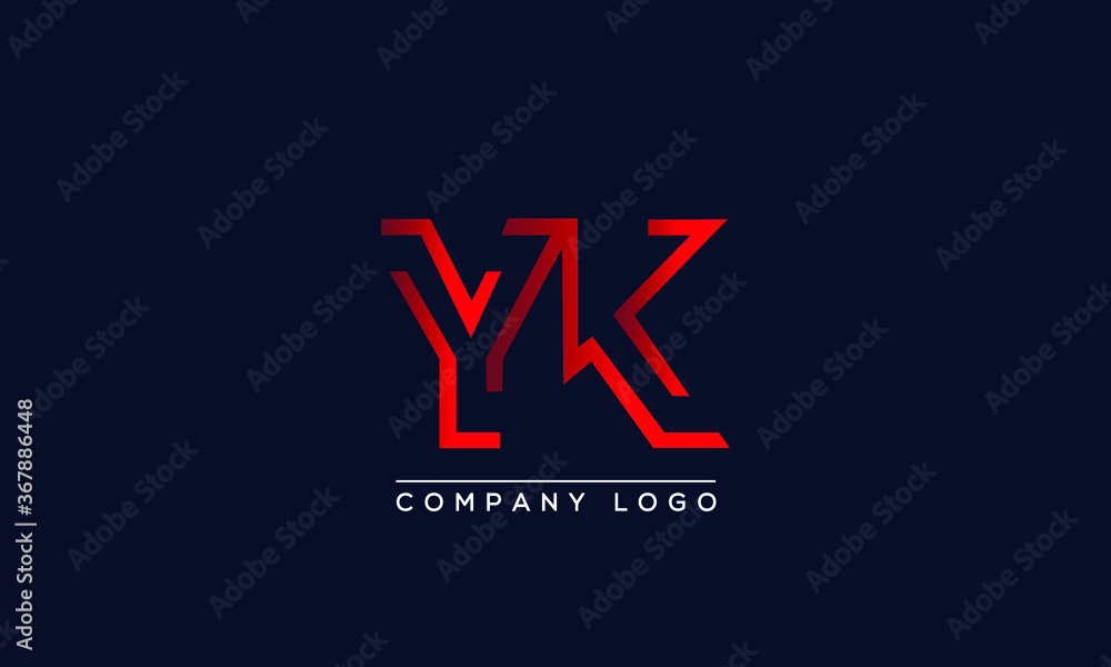 Abstract unique modern minimal alphabet letter icon logo YK