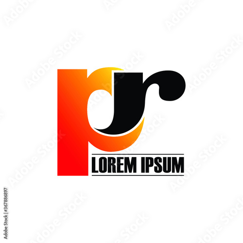 Letter pr simple logo design vector