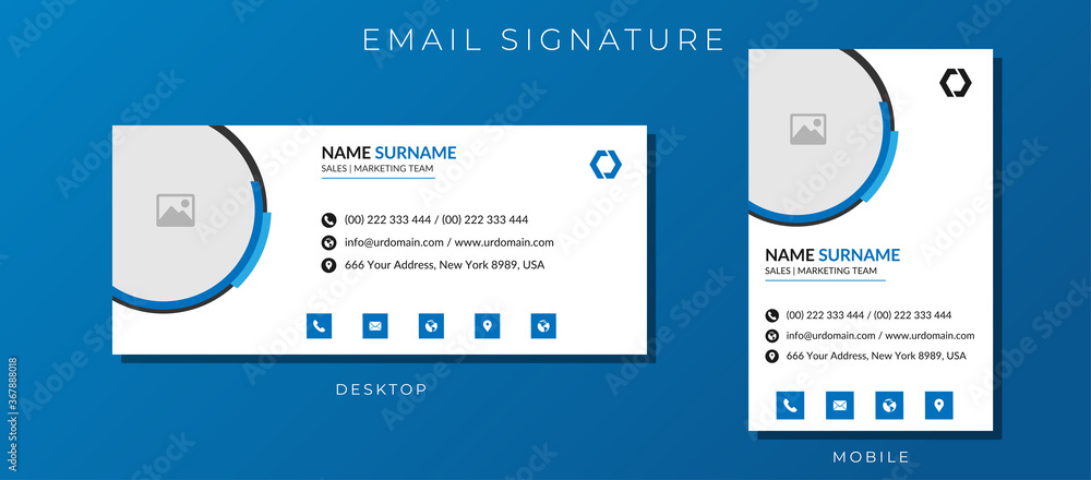 Business email signature with an author photo place minimal layout