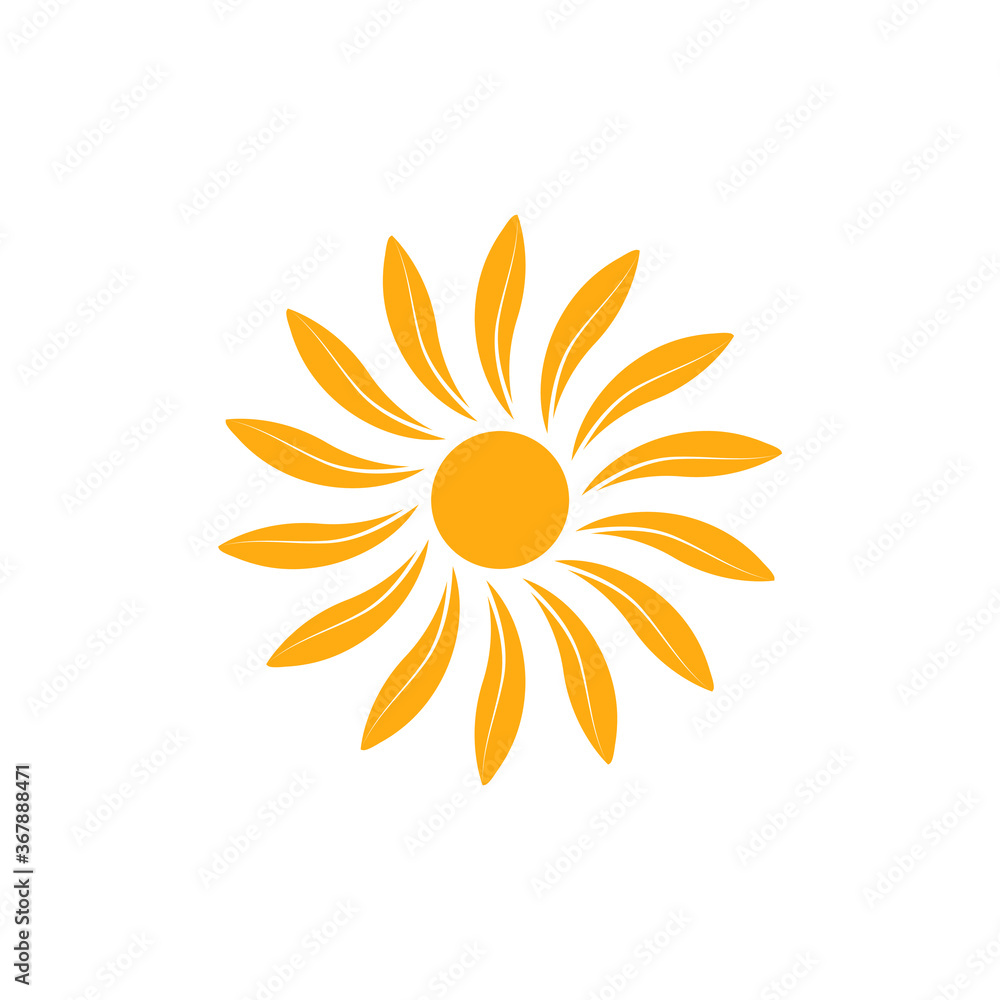 Abstract vector leaf sun logo. Stock illustration