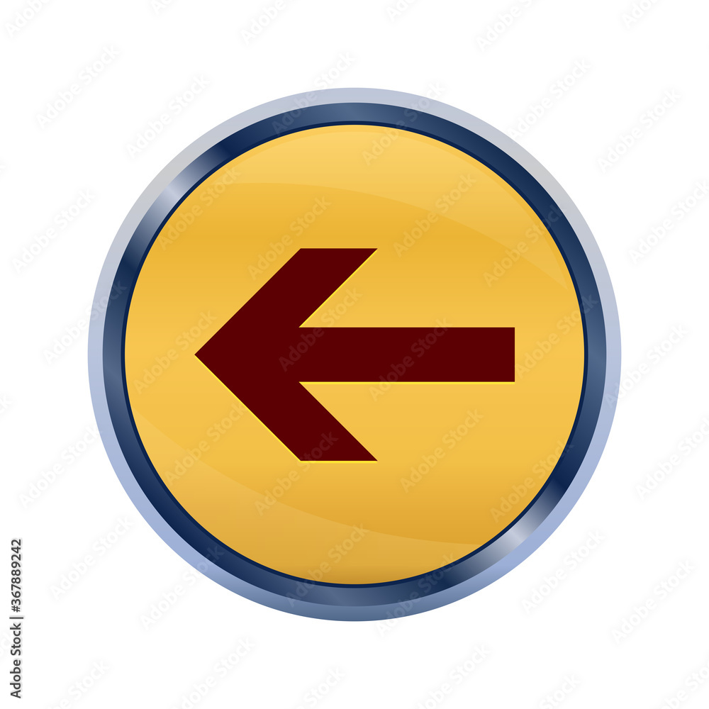 Back arrow icon super yellow round button illustration Back arrow icon super yellow round button illustration