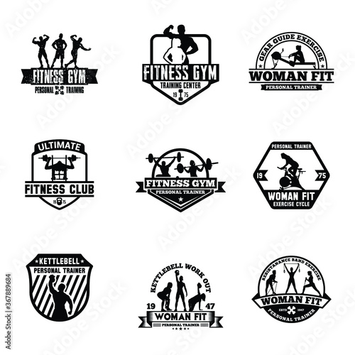 Gym, fitness logo or label. Sport, bodybuilding concept. Vector illustration