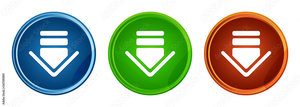 Download icon stylish round button set glass design Download icon stylish round button set glass design