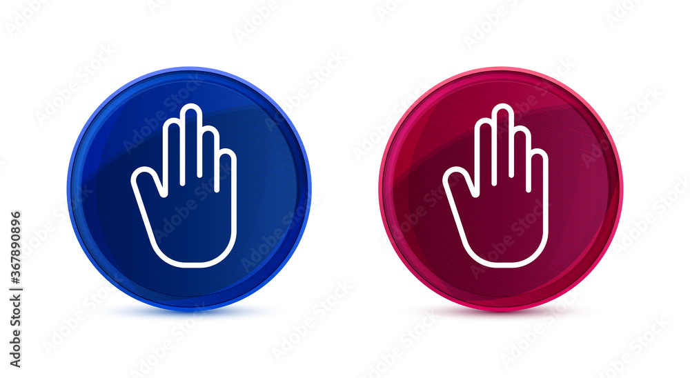 Stop hand icon silky round button set illustration Stop hand icon silky round button set illustration